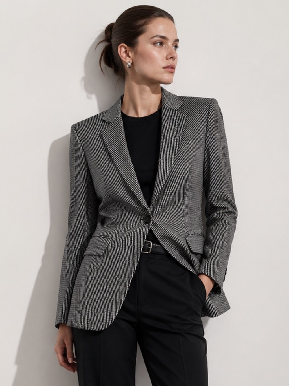 Hugo Boss Jemma Houndstooth Blazer Size 8 Career Office Wear Business Casual Lux
